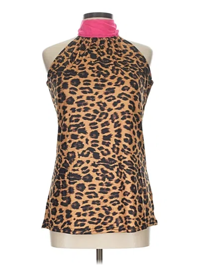 Pre-owned Crazy Train Sleeveless Top Brown Halter Neckline Tops