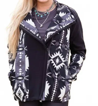 Crazy Train Trail Blazer Aztec Jacket In Black And White