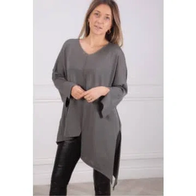 Crea Concept Silver Grey Knit Tunic With Pocket In Metallic