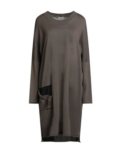 Crea Concept Woman Midi Dress Dark Brown Size 8 Merino Wool
