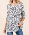 Cream N Sugar Leopard Loose Fit Tunic In Taupe/white-black In Multi