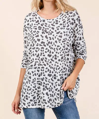 Cream N Sugar Leopard Loose Fit Tunic In Taupe/white-black In Multi