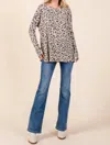 Cream N Sugar Leopard Loose Fit Tunic Top In Taupe In Grey