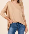 Cream N Sugar Ribbed Crew Neck Tunic In Butternut/brown In Multi