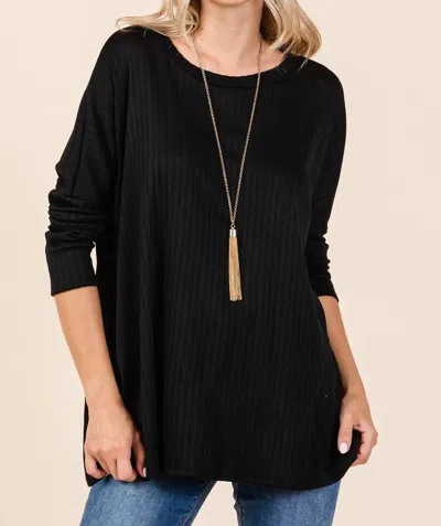 Cream N Sugar Ribs Crew Neck Tunic In Black