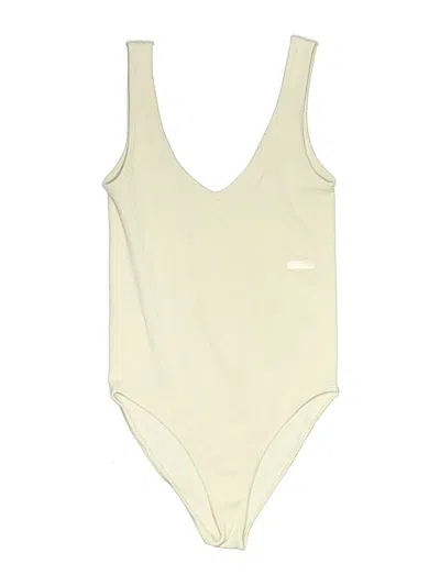Pre-owned Cream Yoga Bodysuit In Ivory