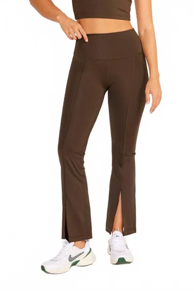 Cream Yoga Cropped Flare Yoga Pants In Chocolate In Gold