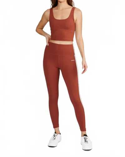 Cream Yoga Hana 7/8 Side Stripe Legging In Rust In Burgundy