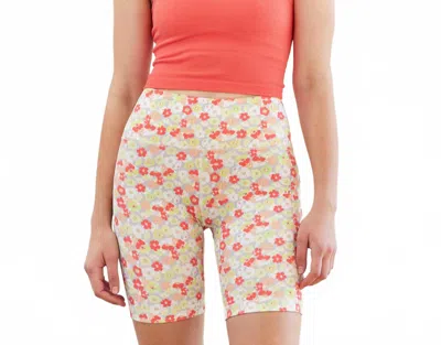 Cream Yoga Harper Print Biker Shorts 8" In Ditsy Floral In Multi