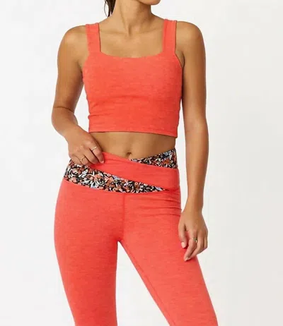 Cream Yoga Lacey Bra Top In Scarlet In Red