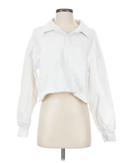 Pre-owned Cream Yoga Long Sleeve Polo Shirt In White