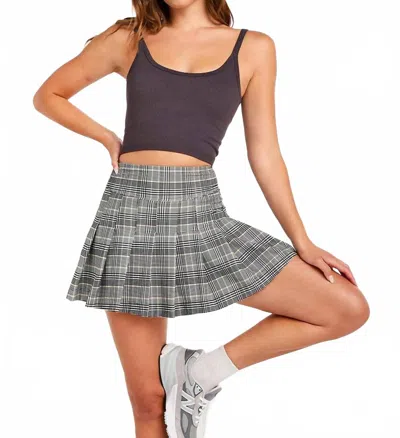 Cream Yoga Nina Pleated Skort In Plaid In Multi