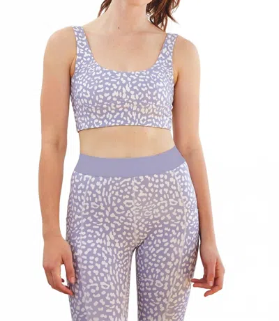 Cream Yoga Venesa Bustier Sports Bra In Lavender Print In Blue
