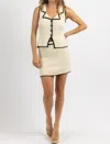 Creamon Adrienne Contrast Skirt Set In Cream In White