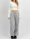Creamon Cargo Cozy Fleece Lounge Pants In Heather Grey In Grey