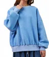 Creamon Long Sleeve Stone Wash Reverse Sweatshirt In Blue In Blue