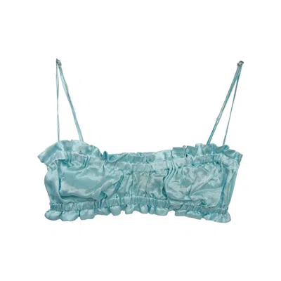 Crease Women's Silk Scalloped Bandeau Bra - Blue
