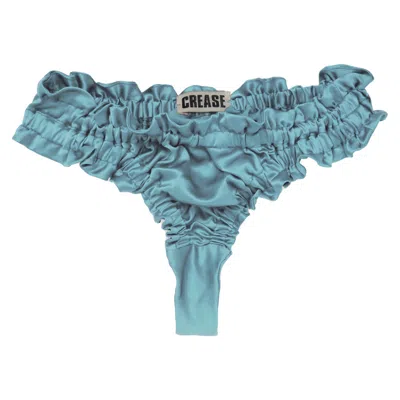 Crease Women's Silk Scalloped Thong - Blue