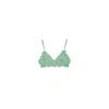 Crease Women's Green Silk Scalloped Triangle Bra - Mint In Green