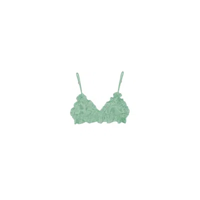 Crease Women's Green Silk Scalloped Triangle Bra - Mint