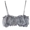 Crease Women's Grey Silk Sheer Scalloped Bandeau Bra - Lavender In Grey