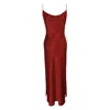 Crease Women's Joanie Classic Bias Cut Slip - Deep Red In Red