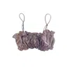 Crease Women's Pink / Purple Silk Scalloped Bandeau Bra - Candy Cloud Print