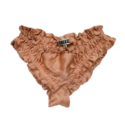 Crease Women's Rose Gold Silk Scalloped Briefs - Peach