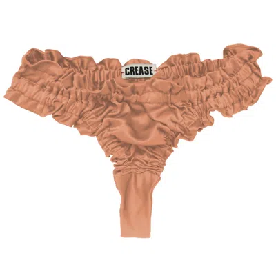 Crease Women's Rose Gold Silk Scalloped Thong - Peach