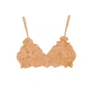 Crease Women's Rose Gold Silk Scalloped Triangle Bra - Peach In Rose Gold