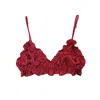 Crease Women's Silk Scalloped Triangle Bra - Red In Red