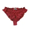 Crease Women's Silk Scalloped Briefs - Red In Red