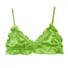 Crease Women's Silk Scalloped Triangle Bra - Brat Green In Green
