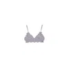 Crease Women's Silver Silk Scalloped Triangle Bra - Lilac In Silver