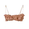 Crease Women's Yellow / Orange Silk Scalloped Bandeau Bra - Peach In Yellow/orange