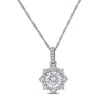 CREATED FOREVER CREATED FOREVER 1 1/10CT TW LAB-GROWN DIAMOND HALO PENDANT WITH CHAIN IN 14K WHITE GOLD - 17 IN