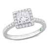 CREATED FOREVER CREATED FOREVER 1 1/2 CT TW PRINCESS & ROUND LAB CREATED DIAMOND WITH TSAVORITE ACCENT HALO ENGAGEME
