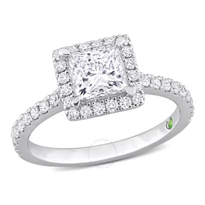 Created Forever 1 1/2 Ct Tw Princess & Round Lab Created Diamond With Tsavorite Accent Halo Engageme In White