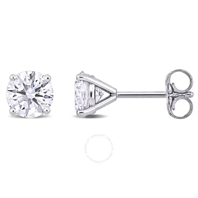 Created Forever 1 1/2ct Tdw Lab-created Diamond Solitaire Stud Earrings In 14k White Gold In Metallic