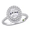 CREATED FOREVER CREATED FOREVER 1 1/2CT TDW OVAL LAB-CREATED DIAMOND AND TSAVORITE ACCENT HALO ENGAGEMENT RING IN 14