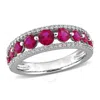 Created Forever 1 1/2ct Tgw Created Ruby And 1/3ct Tw Lab-grown Diamond Graduated Ring In 14k White