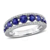 Created Forever 1 1/2ct Tgw Created Sapphire And 1/3ct Tw Lab-grown Diamond Graduated Ring In 14k Wh
