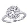 Created Forever 1 1/2ct Tw Lab-grown Diamond Double Halo Engagement Ring In 14k White Gold In Silver