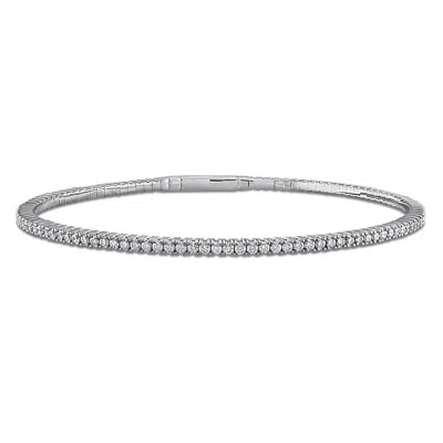 Created Forever 1 1/2ct Tw Lab-grown Diamond Bangle In 14k White Gold - 7 In In Metallic