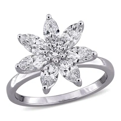 Created Forever 1 1/2ct Tw Lab-grown Diamond Flower Ring In 14k White Gold In ["white"]