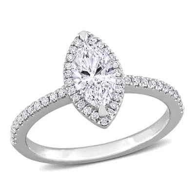 Created Forever 1 1/2ct Tw Marquise Lab-grown Diamond Halo Engagement Ring In 14k White Gold In Silver