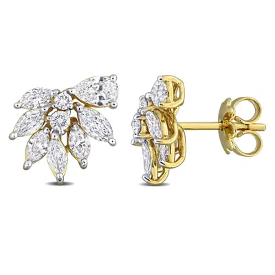Created Forever 1 1/2ct Tw Multi-shaped Lab-grown Diamond Floral Stud Earrings In 14k Yellow Gold In ["yellow"]