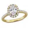Created Forever 1 1/2ct Tw Oval And Round-cut Lab Grown Diamond Halo Engagement Ring In 14k Yellow G In Gold