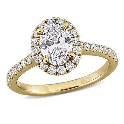Created Forever 1 1/2ct Tw Oval And Round-cut Lab Grown Diamond Halo Engagement Ring In 14k Yellow G In ["yellow"]