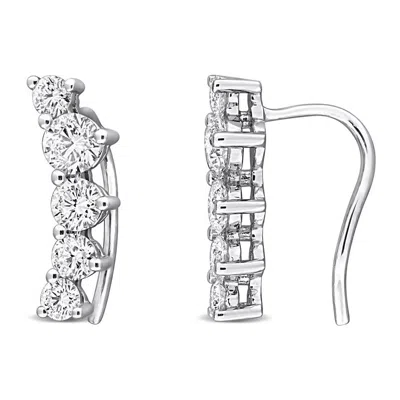 Created Forever 1 1/3 Ct Lab Grown Diamond Tw Charm Earrings Silver In Metallic